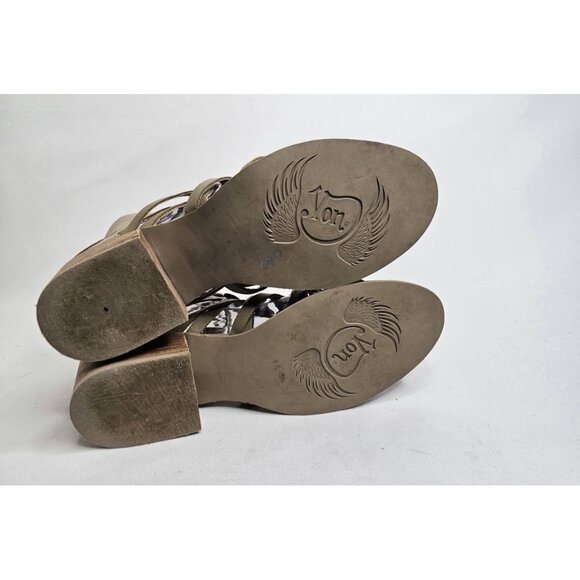 Von Dutch Tighten Up Leather Olive Tie Gladiator Low Heel Sandal Women Size 7.5 - Picture 6 of 7